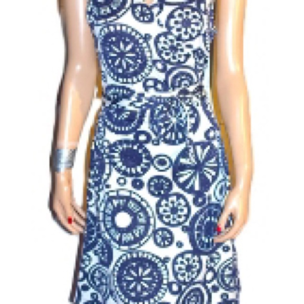 Blue and White Patterned Dress
